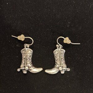 Silver Cowboy Boot Earrings